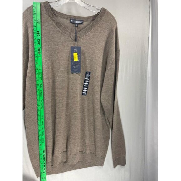 Hart Schaffner Marx 2XT Extra Fine Merino Wool Pullover V-Neck Sweater Beige - Picture 3 of 7